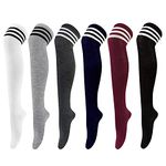 6 Pairs Knee High Sock Women Over Knee Thigh Socks for Girls Ladies Long Boot Stocking Leg Warmer High Socks Casual for Daily Wear, Cosplay