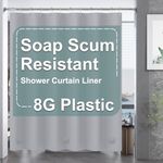 Amazer Shower Curtain, 72" x 72" Grey EVA 8G Mildew Resistant Thick Bathroom Shower Curtains Non-Toxic No Chemical Odor Eco-Friendly with Heavy Duty Clear Stones and Rustproof Grommets Holes