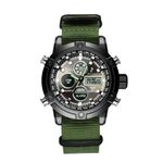 Sylvi Iconic Green Fabric Strap Analog-Digital Watch for Men with Alarm Stop Watch Calendar Night Light Time Display Water Resistant