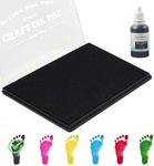 5"x4'' Large Ink Pad Washable Stamp Ink Pad for Baby Footprint Handprint with 30ml Premium Refill Ink (Black)