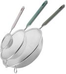 Cook With Color Set of 3 Fine Mesh Strainer, Colander, Sieve, Kitchen Sifter, Skimmer, Stainless Steel Strainer, Small Strainer, Medium and Large Mesh Strainer with Plastic Handles (Green)