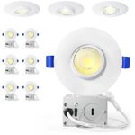 3 Inch Gimbal Led Recessed Lights, Waterproof recessed Lights for Shower with Junction Box 10W, Recessed Ceiling LED Lights Dimmable Selectable 3000K-5000K, IC Rated.(6 Pack)