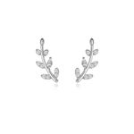 Reffeer 925 Sterling Silver Leaf Crawler Stud Earrings for Women Girls Crystal Leaf Stud Earrings (A-Silver)