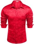 COOFANDY Men's Luxury Satin Dress Shirt Shiny Silk Long Sleeve Button Up Shirts Wedding Shirt Party Prom
