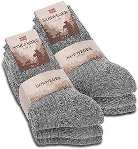 6 Paar Norweger Socken Herren Damen Wintersocken warme Wollsocken 20100 (43-46 Grau)