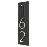 Cvbbk Custom House Number Sign For Outside, Personalised Vertical Home Address Sign For House, Floating Metal Number Address Plaque (Black Backplate, Silver Number)