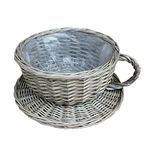 Red Hamper PT146 Grey Antique Wash Tea Cup Wicker Basket Garden Planter