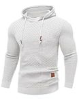 COOFANDY Men's Hooded Pullover Hoodie Men's Waffle Sweatshirt Men's Hooded Casual Long Sleeve Streetwear Hoodie Pullover Men, White, L
