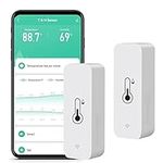 WiFi Humidity Temperature Monitor: Smart Hygrometer Thermometer for Remote Monitor and Alert, High Precision Indoor Thermometer with TUYA App, No Hub Required, Compatible with Alexa (2-pack)