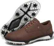 ULTIANT Mens Golf Shoes Traditions Spikeless Size 7.5-13(Brown,47)