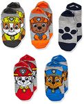 Nickelodeon Little Boys' Paw Patrol 5 Pack No Show, Grey Assorted, fits Sock Size 6-8.5 fits Shoe Size 7.5-3.5