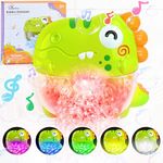 Toddlerino Bubble Bath Toys - Dinosaur Bath Toys with Sound & Lights, No Mold Baby Bath Toys for Toddlers, Automatic Bath Bubble Machine Bath Tub Toys Bath Bubble Maker Shower Toys for Infants Kids