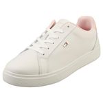 Tommy Hilfiger Women's Flag Court Sneaker FW0FW08072, White (Ecru/Whimsy Pink), 6.5