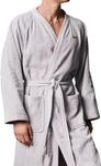 Lacoste Women's Classic Pique 100% Cotton Bath Robe, Micro Chip Grey, One Size UK