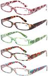 Kerecsen Reading Glasses 5 Pairs Ladies Fashion Spring Hinge Readers for Women (5 Mix Color, 1.25)