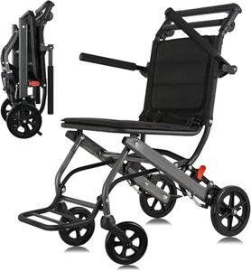 World's Lightest (Only 15lbs) Portable Transit Travel Wheelchair, Folding Transport Wheelchairs for Adults and Seniors Support 220lbs, Lightweight Aluminum Wheelchair for Elderly