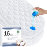 Moses Basket Mattress Pad 16" x 30" - Fit for Plum Sparrow, Baby Delight Slumber/Beside Me Doze, 4moms MamaRoo Sleep Bassinet, Waterproof Quilted Mattress Protector, Cotton Terry Surface