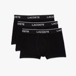 Lacoste Men's Casual Classic Cotton Stretch Trunks (3 Pack), Black/Black/Black, Medium