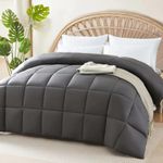 100% Viscose from Cooling Bamboo Comforter for Hot Sleepers- Breathable Silky Soft Bamboo Duvet Insert Twin XL Size-with 8 Corner Tabs- All Season Comforter (92x68 Inches, Grey)