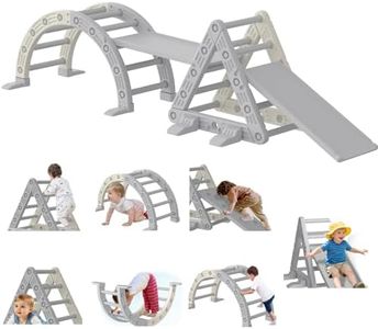 Garvee 9-in-1 Triangle Set, HDPE PP Plastic Climbing Set, Durable 1-8 Toddler Climbing Toys Indoor with Arch, Ramp, Ladder & Slide, Indoor Playground Jungle Gym Playset, White