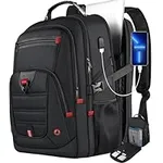 Z-MGKISS Extra Large 50L Travel Laptop Backpack with USB Charging Port, Big College Backpack TSA Airline Approved Business Work Bag Computer Backpack Fit 17 Inch Laptops Gifts for Men & Women, Black