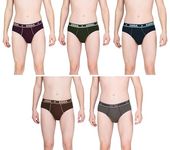 ESSA Men's Cotton Solid Briefs 5-Pack (Multicolor) - Premium Comfort | Classic Style | Value Pack | Breathable & Soft Cotton | All-Day Support | Stay-Put Fit (90CM)