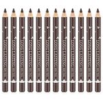 Go Ho 12 PCS Brown Eyebrow Eyeliner Pencil Set, Waterproof Eyebrow Pencil,Long-lasting Sweat-proof Eyeliner Makeup Brow Tint Pen（Dark Brown）