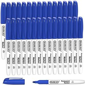 Shuttle Art Permanent Markers, 30 Pack Blue Permanent Marker set,Fine Point, Works on Plastic,Wood,Stone,Metal and Glass for Doodling, Marking…