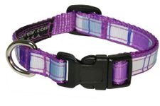 Sassy Dog Wear 6-12-Inch Purple/Multi Stripe Dog Collar, X-Small