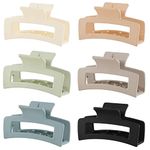 6 Pack Square Claw Clips, Big Hair Claw Clips for Women Girls, 4.1" Large Non-slip Hair Clips, Rectangular Claw Hair Clips, Matte Hair Claws Strong Hair Accessories Jumbo Claw Clip for Thick Hair