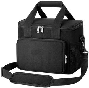 FANIGI Bolsa Térmica Porta Alimentos, Bolsa Para Comida, 15L, Portacomida con Aislamiento Térmico, Unisex, Interior Tela Oxford, Resistente, isotérmica, Lunch Box, Playa, Picnic, Trabajo (Color Negra)