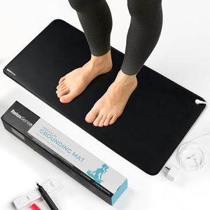 RelaxSense Grounding Mat for Feet - Foldable Earthing Grounding Mat for Bed with Tester Pen & Cord - Lightweight PMF Pad for Sleep, Meditation, Office, Yoga & Stress Relief (16 x 29 inch)