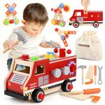 DINORUN Kids Tool Kit Wooden Toys Montessori Toys for 2 3 4 5 Year Olds Boys Girls Kids Tools Role Play Toys Toddler Toys (31Pcs)