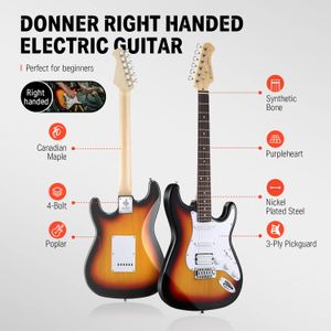 Donner 39-Inch Electric Guitar – Sunburst Finish