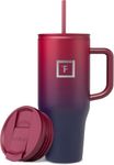 IRON °FLASK Co-Pilot 32 oz Insulated Tumbler w/Straw & Flip Cap Lids - Cup Holder Bottle for Hot, Cold Drink - Leak-Proof- Water, Coffee Portable Travel Mug - Mothers Day Gifts - Dark Rainbow