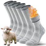 TANSTC Merino Wool Hiking Socks for Men & Women Thermal Winter Warm Moisture Wicking Cushion Boot Socks 3 Pairs,Grey,M