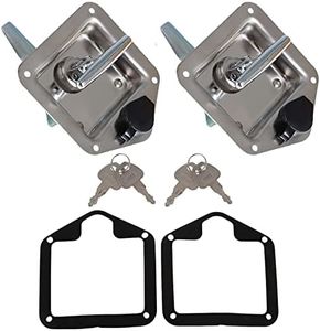 marddpair 2 Trailer Door Latch Folding T-Handle Lock with Gasket and Keys Stainless Steel Polished for Trailer Door RV Camper Truck Bed Toolboxes