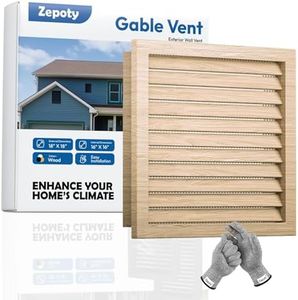 Zepoty 18" x 18" Wood Gable Vent with Replaceable Screen, Paintable Finish, and Ultra-Smooth Surface - Ideal for Attics, Sheds, and More, Vent Opening: 16" x 16"