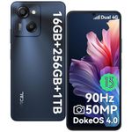 OSCAL Modern 8 Mobile Phones, 16GB RAM+256GB ROM/TF 1TB, Android 13 smartphone, 6.75" HD+ 4G Dual Sim Phone, 90 Hz, 6000mAh Battery, Octa-Core, 50MP, FM/BT5.0/GPS/OTG/Face Unlock/Fingerprint - Black