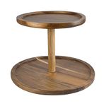 2 Tier Acacia Wooden Lazy Susan Organizer for Kitchen,Turntable for Cabinet,Turntable Organizer for Cabinet Pantry Table Organization-(10'+13')