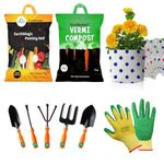 TrustBasket All-in-one Garden Starter Kit (Vermicompost, Gloves, Gardening tools, Potting soil mix, Grow Bags)