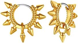 Huggie Hoop Earrings Unique Earrings Gold Spike Earrings for Men 18K Gold Plated Small Hoops Earrings for Women Hypoallergenic Light-weight Hiphop Minimalist Jewelry Gift for Rapper Hippie