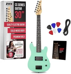 LyxPro CS 30” Electric Guitar Kit for Beginner, Intermediate & Pro Players with Guitar, Amp Cable, 6 Picks & Learner’s Guide | Solid Wood Body, Volume/Tone Controls, 5-Way Pickup - Green
