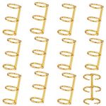 PH PandaHall 12pcs 3 Ring Binder Clips, Golden Book Rings Metal Loose Leaf Binder Rings, Ring Snap Split Hinged for Notebook Diary Photo Album Binding