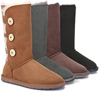 UGG AUSTRALIAN SHEPHERD Double Face Sheepskin Wool Tall Triple Button Women Boots Chestnut AU Ladies 7 / AU Men 5 / EU 38