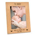 PERSONALISED 1st Fathers Day Gifts for Dad, Daddy, Grandad, Him - First Fathers Day from Baby Son, Daughter, Little Girl - Wooden Photo Frame 5" x 7" or 6" x 4" - Landscape or Portrait (Personalised)