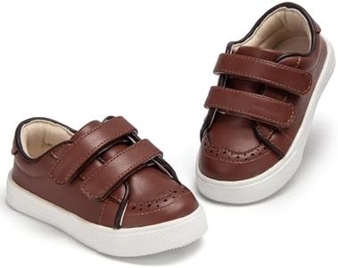 THEE BRON Girls' Casual Sneakers Lightweight Athletic Shoes for Running Play Ages 3-12(AS502 Toddler,Brown/9M)