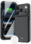 GIN FOXI Battery Case for iPhone 17 Pro, Charging Case Charger 8500mAh Ultra-Slim Lightweight Powerful Battery Pack 15W Fast Rechargeable Anti-Fall TPU Juice Box for iPhone 17 Pro (6.3") Black