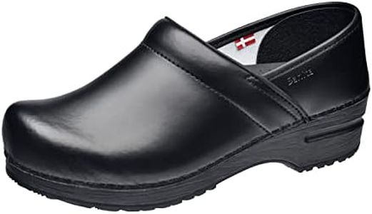 Sanita PU-Coated Leather Clogs for Women - Arch Support, Durable, Closed-Back, APMA-Approved Slip-On Shoes, Black, 13