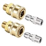 uxcell Garden Hose Brass Quick Connect Set Fittings G1/4 Male Thread Water Hose Connectors Pressure Washer Adapter Quick Disconnect Kit, 2 Sets